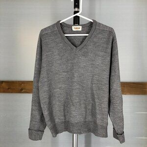 TUNDRA CANADA Vintage Wool Blend‎ Grey V-Neck Knit Sweater- Unisex Sz M